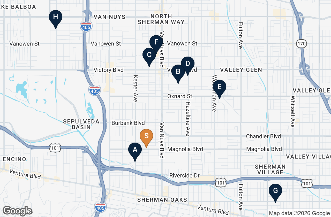 Map of the subject and eight land sale comparables